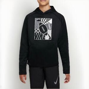 NEW NIKE Therma-FIT BLK Fleece Lined Logo Training Pullover Hoodie BIG BOY SMALL